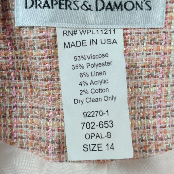 Da Rue 14 womens blazer vintage pastel tweed structured power jacket made in USA - Picture 10 of 12
